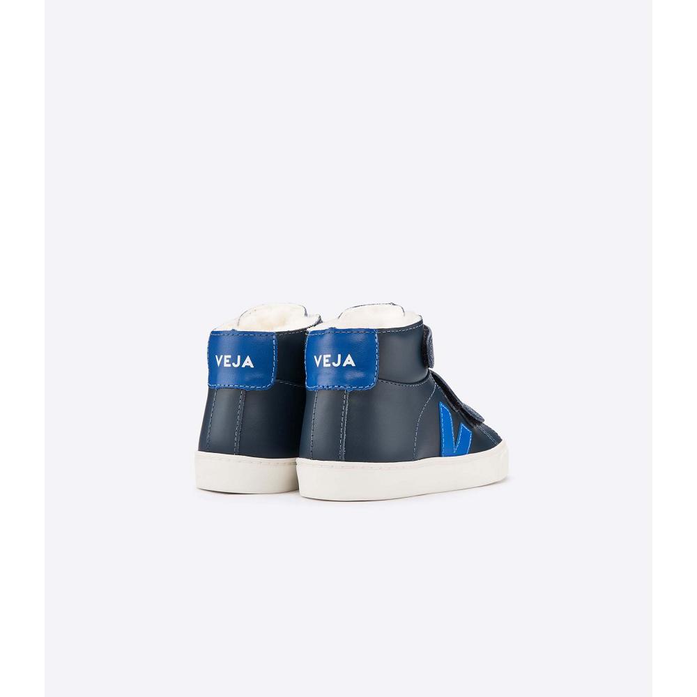 ψηλα παιδικα Veja ESPLAR MID FURED LEATHER Blue/Navy | GR 691BEX